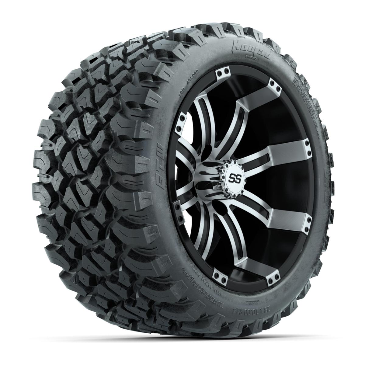 GTW&reg; Tempest Black/Machined 14 in Wheels with 23X10-R14 Nomad Steel Belt Radial All-Terrain Tires – Full Set