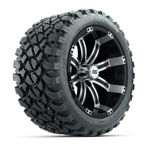 GTW&reg; Tempest Black/Machined 14 in Wheels with 23X10-R14 Nomad Steel Belt Radial All-Terrain Tires – Full Set