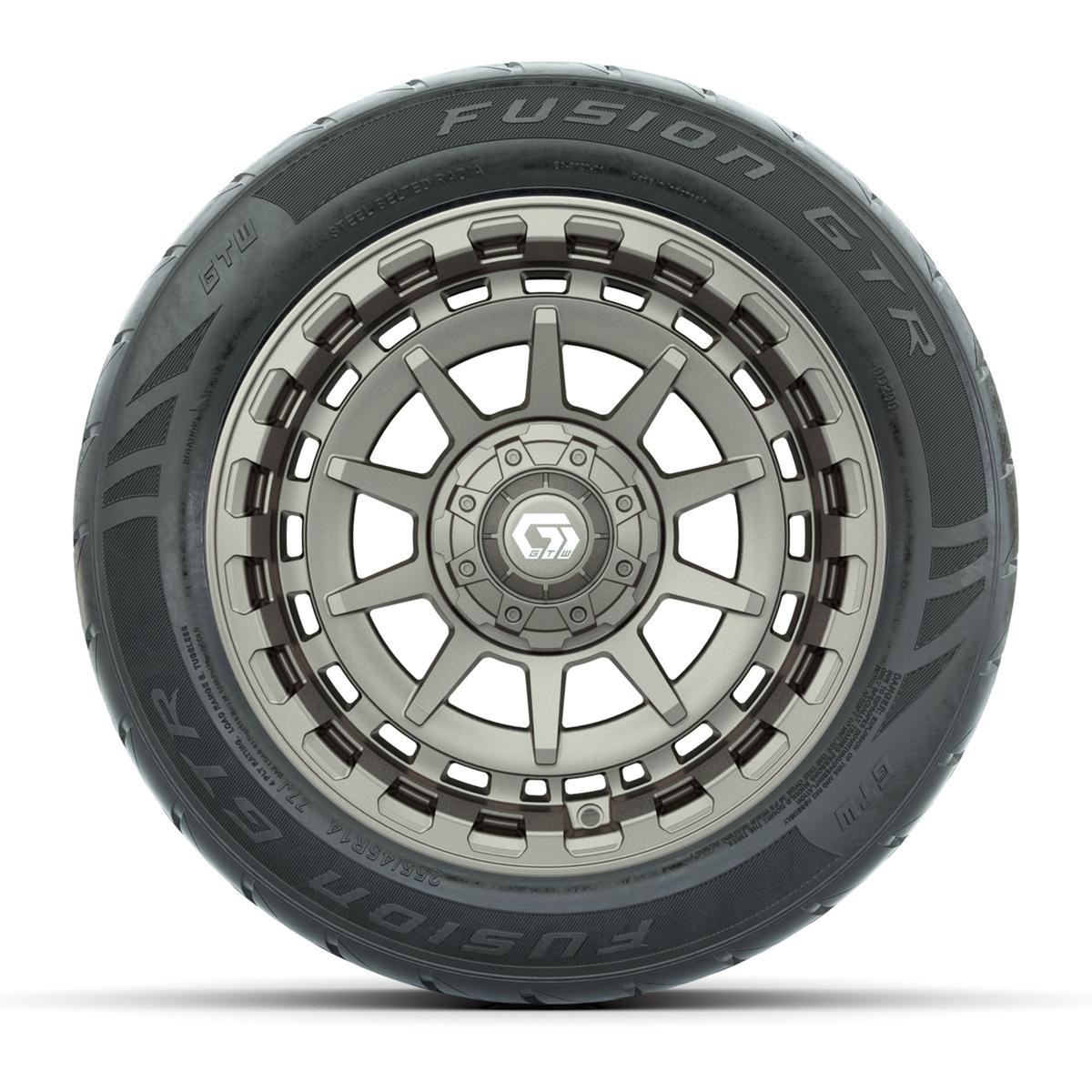 GTW&reg; Barricade Bronze 14 in Wheels with 255/45-R14 Fusion GTR Steel Belt Radial Street Tires – Full Set