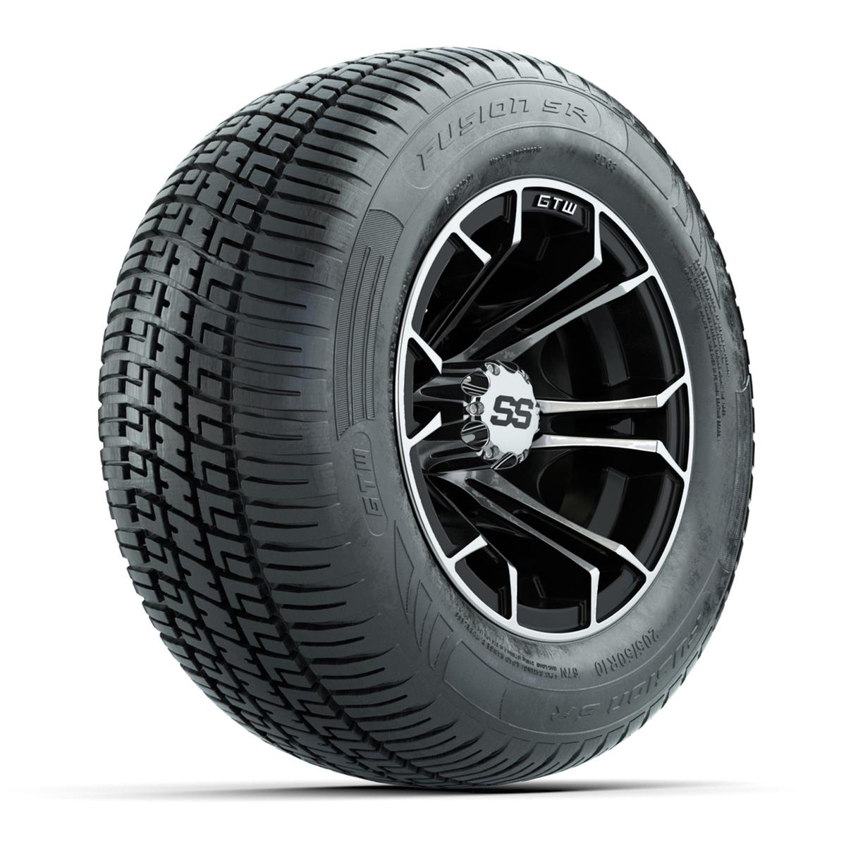 GTW Spyder Machined/Black 10 in Wheels with 205/50-10 Fusion SR Steel Belted Radial Tires – Full Set