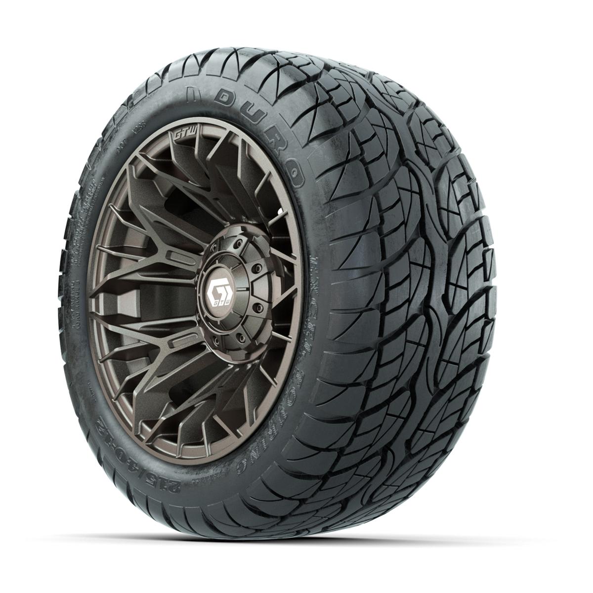 GTW Stellar Matte Bronze 12 in Wheels with 215x40x12 Duro Low-Profile Street Tires – Full Set