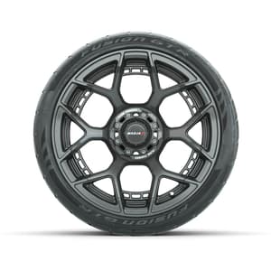 Set of (4) 15&quot; MadJax&reg; Flow Form Evolution Gunmetal Wheels with GTW&reg; Fusion GTR Street Tires