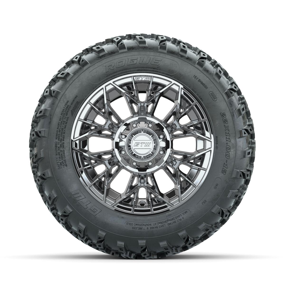 GTW Stellar Chrome 12 in Wheels with 22x11.00-12 Rogue All Terrain Tires – Full Set