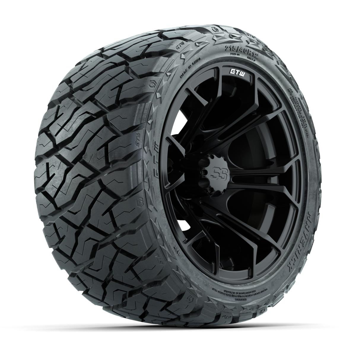 GTW Spyder Matte Black 12 in Wheels with 215/40-R12 Maverick Low-Profile All-Terrain Tires – Full Set