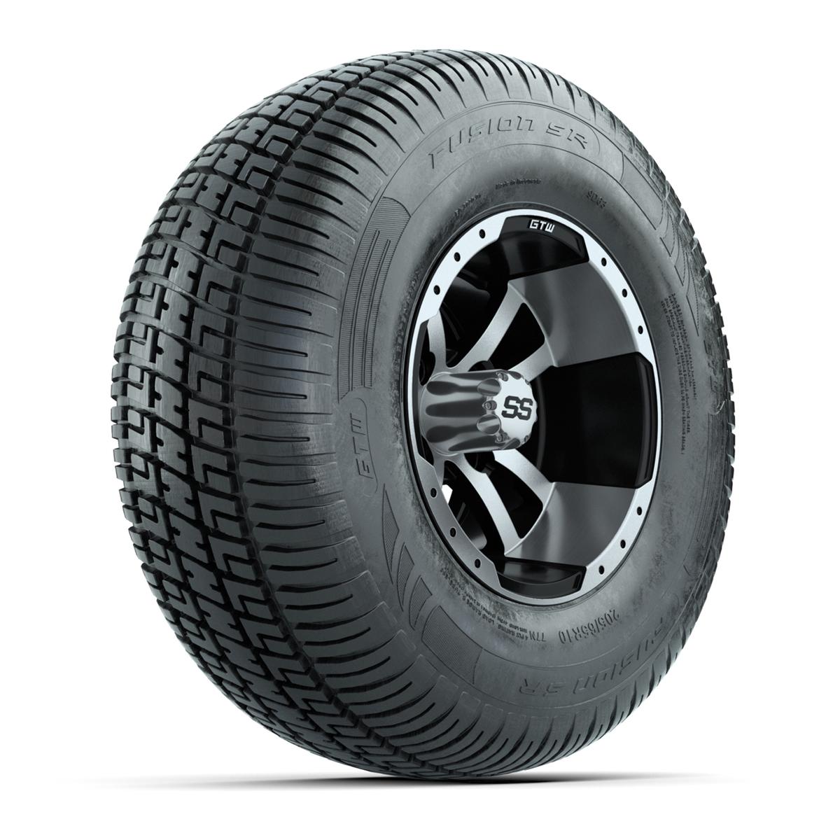 GTW Storm Trooper Black and Machined 10 in Wheels with 20in Fusion Street Tires – Set of 4