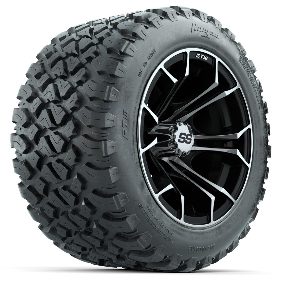 GTW Spyder Machined/Black 12 in Wheels with 20x10-R12 GTW Nomad All-Terrain Tires – Full Set