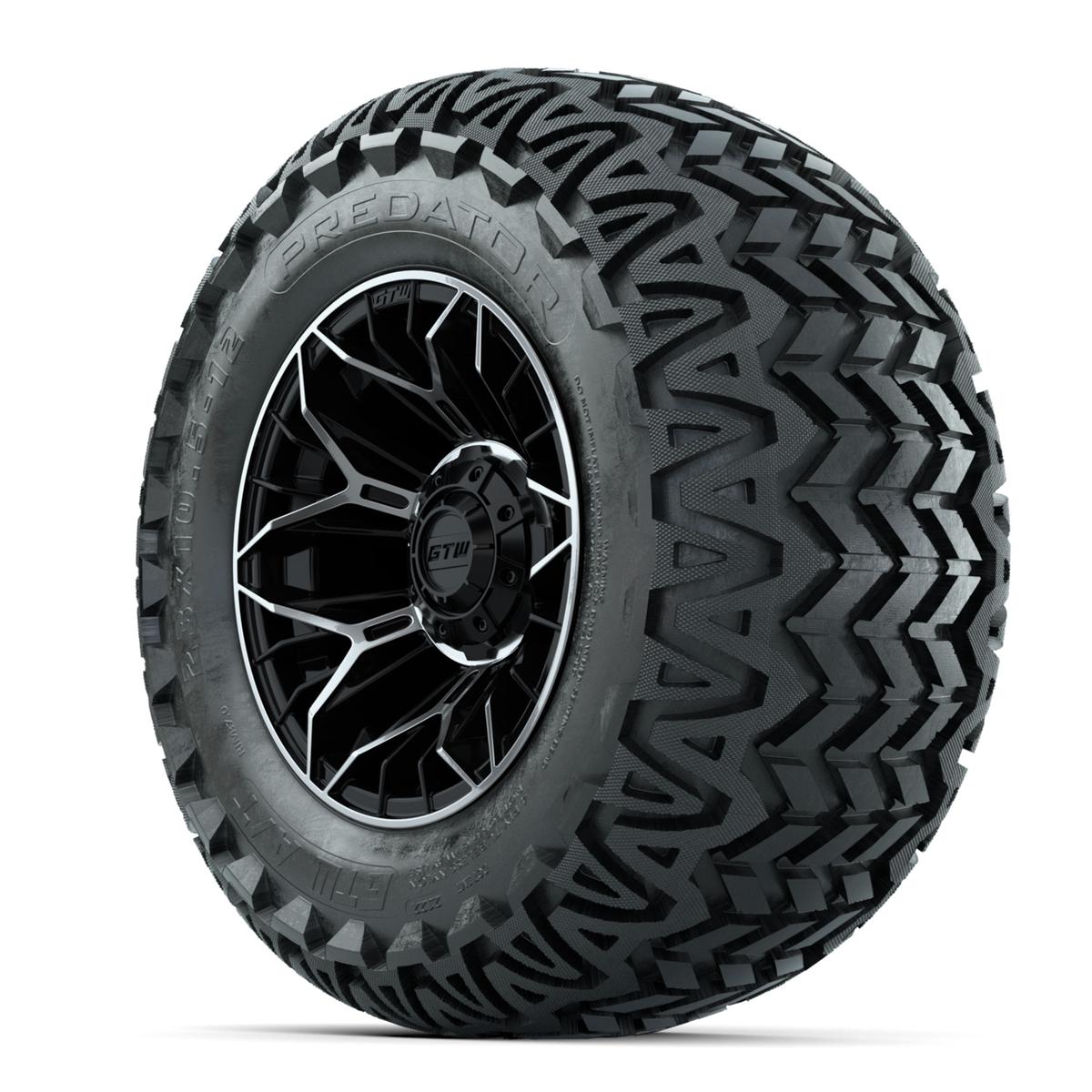 Set of (4) 12 in GTW® Stellar Machined & Black Wheels with 23x10.5-12 Predator All-Terrain Tires