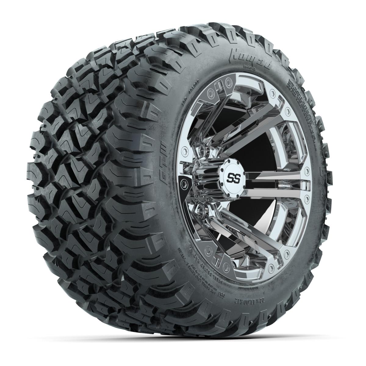 GTW&reg; Specter Chrome 12 in Wheels with 22X11-R12 Nomad Steel Belt Radial All-Terrain Tires – Full Set