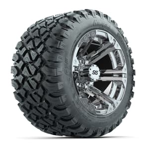 GTW&reg; Specter Chrome 12 in Wheels with 22X11-R12 Nomad Steel Belt Radial All-Terrain Tires – Full Set