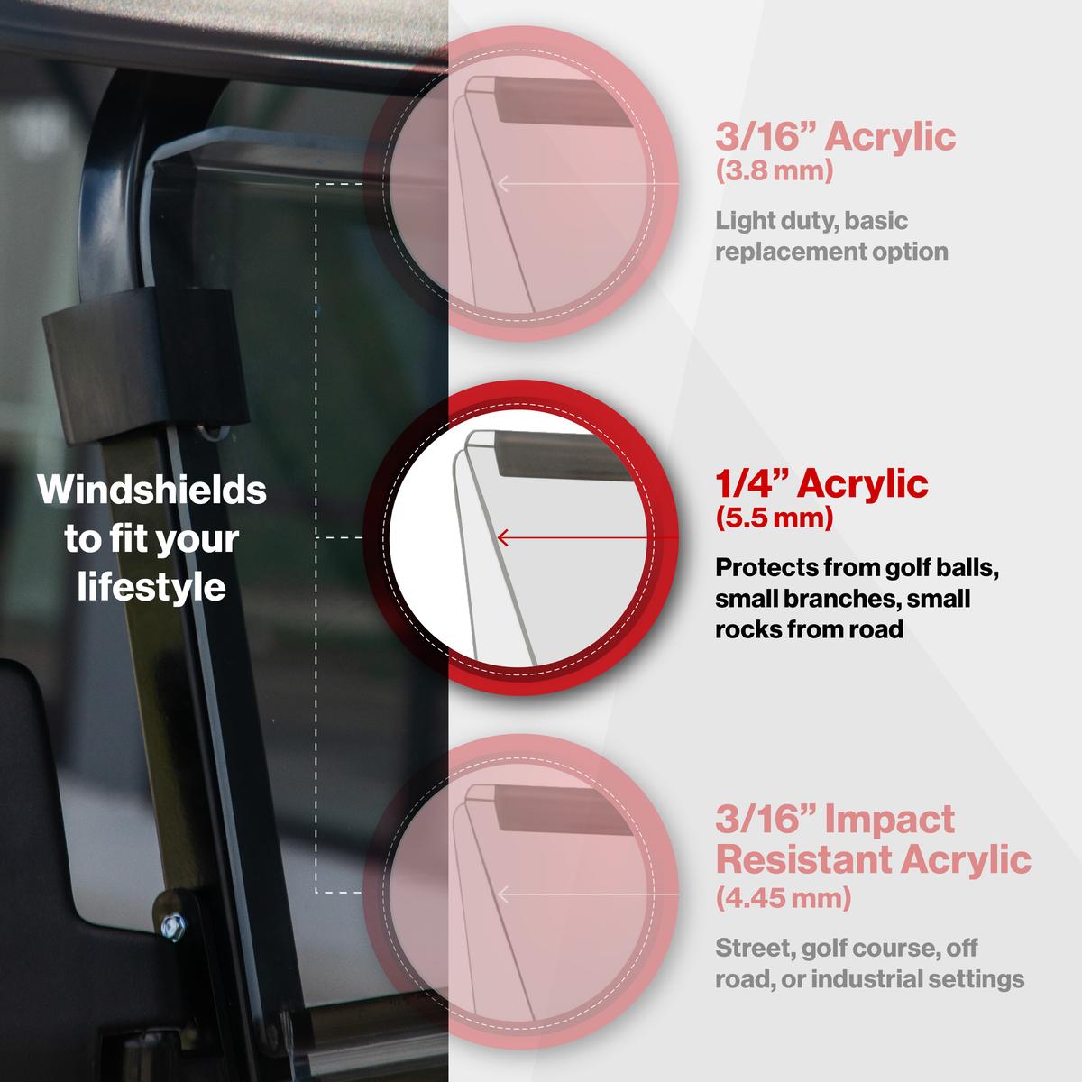 RedDot Evolution D5 Ranger & Maverick Tinted 1/4" Folding Windshield
