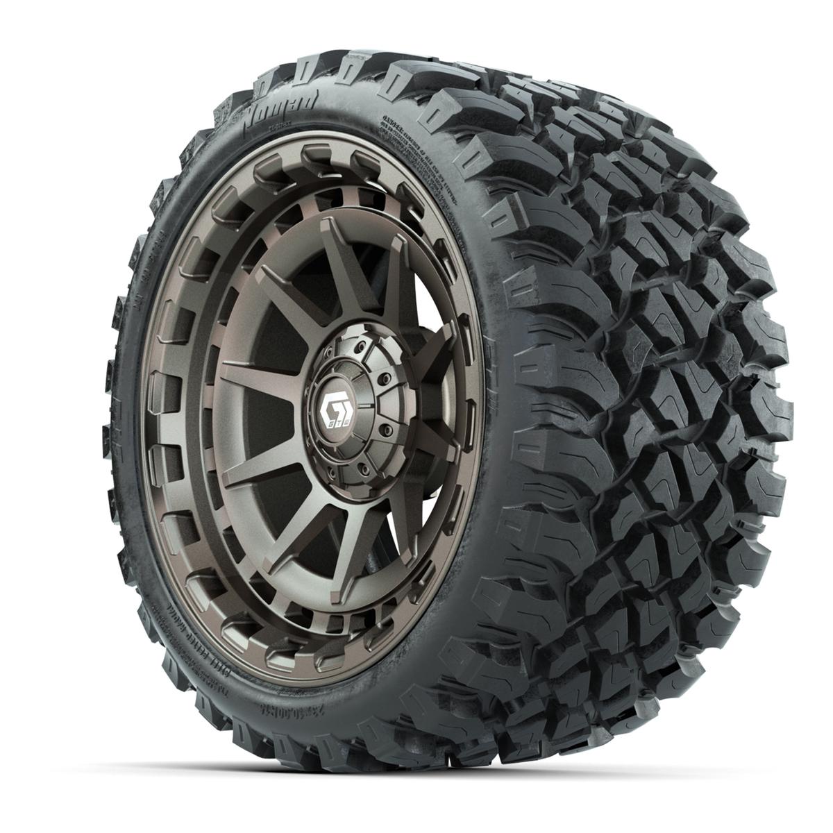 GTW® Barricade Satin Bronze 15 in Wheels with 23x10-R15 Nomad Steel Belted Radial All-Terrain Tires – Full Set