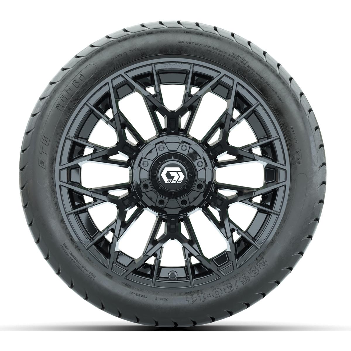 Set of (4) 14 in GTW® Stellar Black Wheels with 225/30-14 Mamba Street Tire