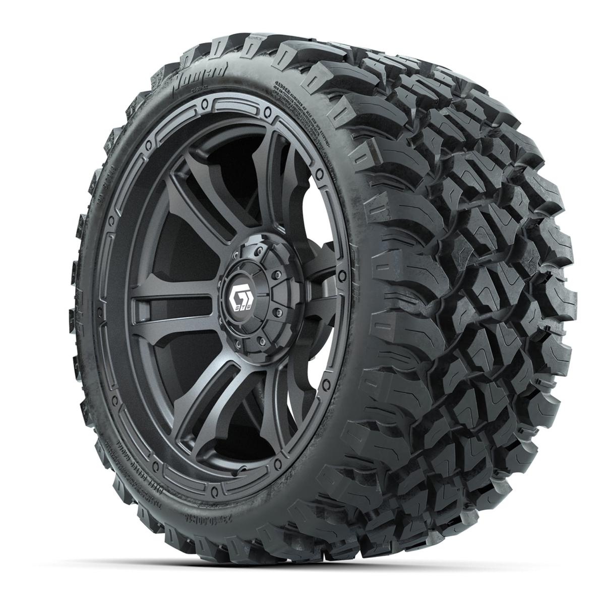 GTW® Shogun Gunmetal 15 in Wheels with 23x10-R15 Nomad Steel Belted Radial All-Terrain Tires – Full Set