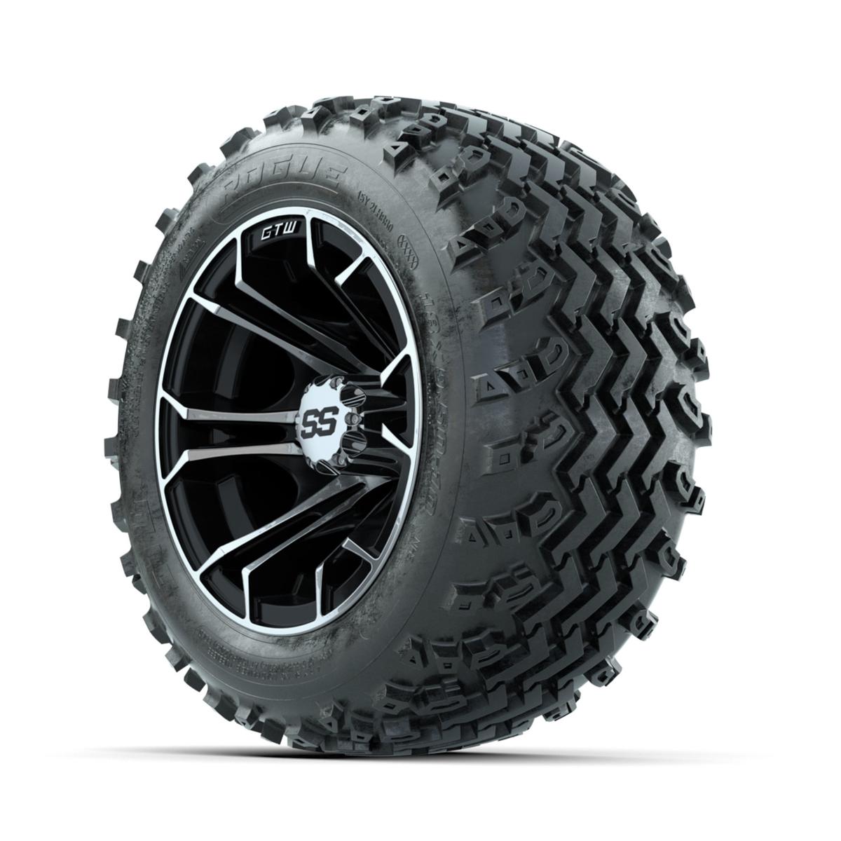 GTW Spyder Machined/Black 10 in Wheels with 18x9.50-10 Rogue All Terrain Tires – Full Set