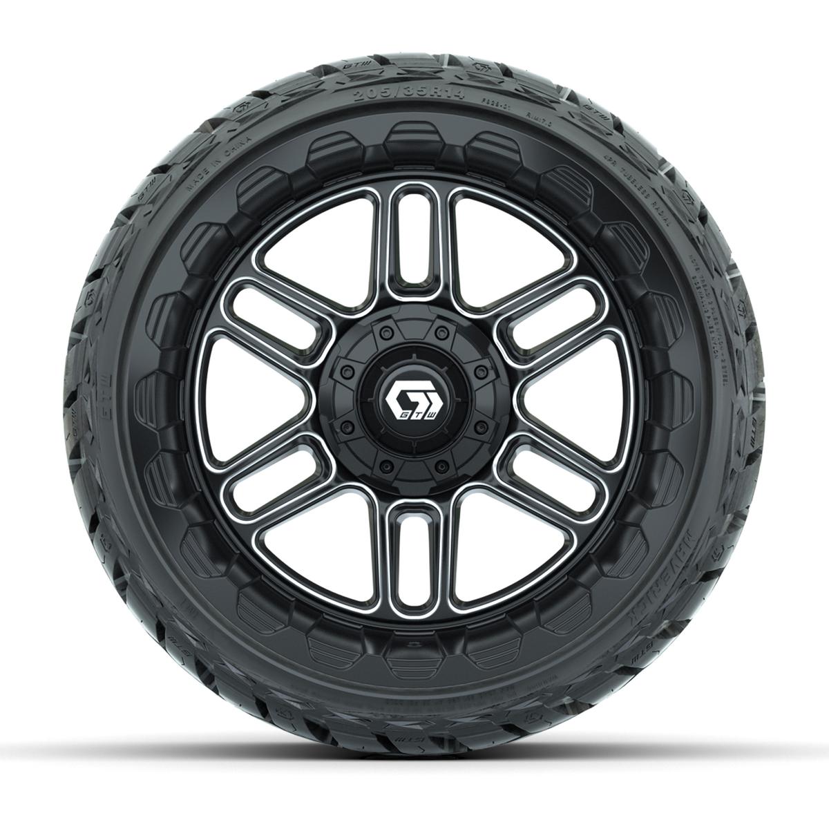 GTW Titan Black/Machined 14 in Wheels with 205/35-R14 Maverick Low-Profile All-Terrain Tires – Full Set