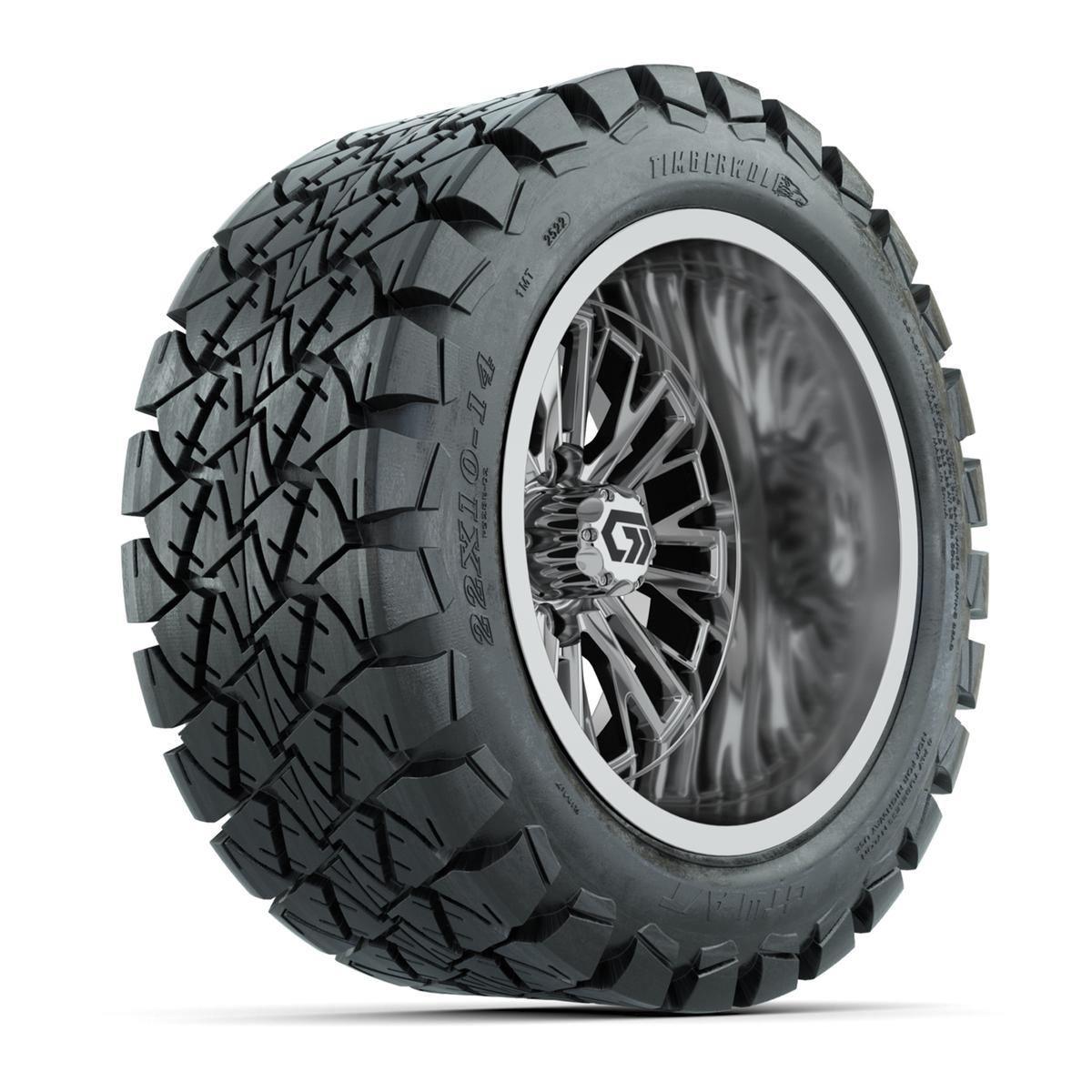 GTW&reg; Viper Chrome 14 in Wheels with 22X10-14 Timberwolf All-Terrain Tires - Full Set