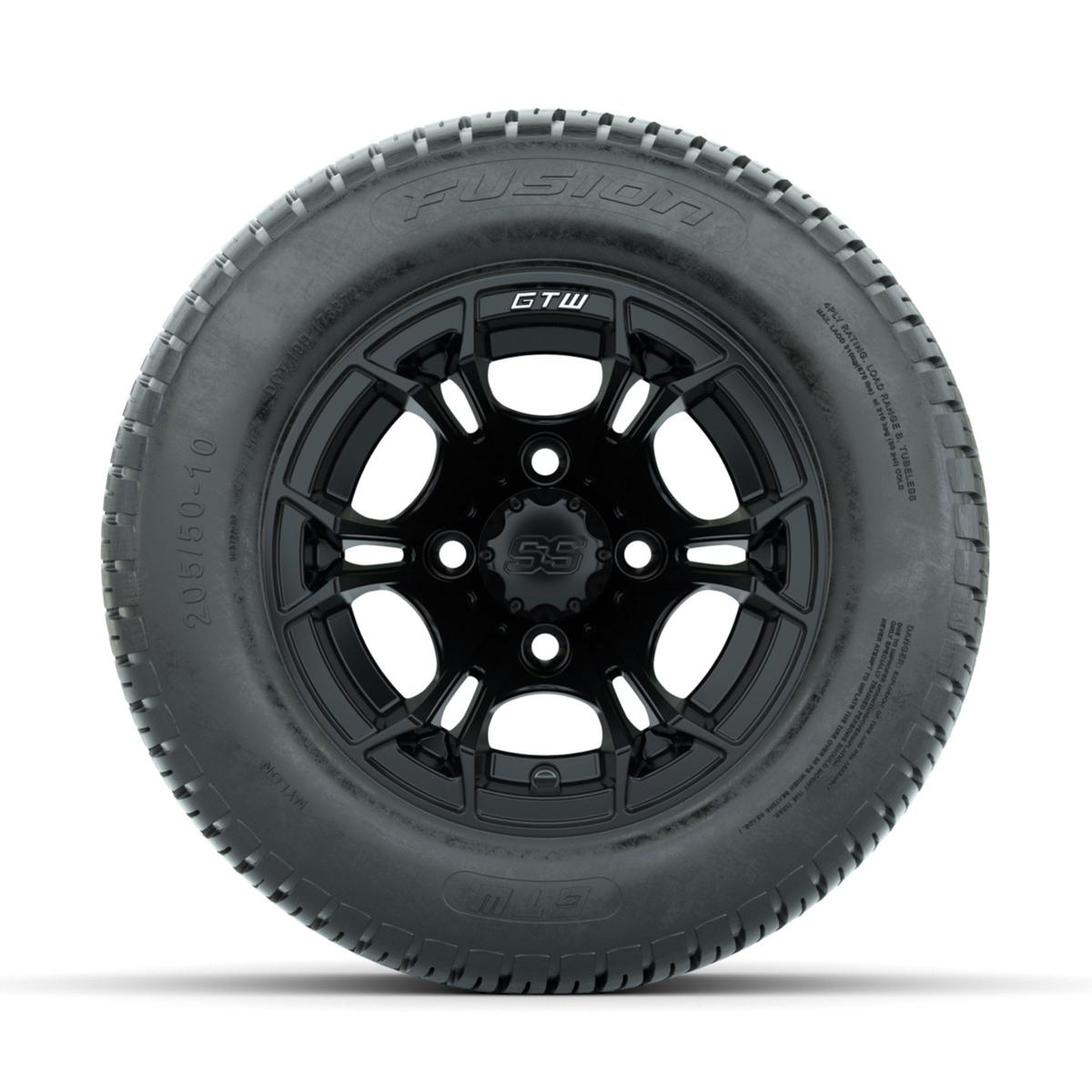 GTW Spyder Matte Black 10 in Wheels with 205/50-10 Fusion Street Tires – Full Set