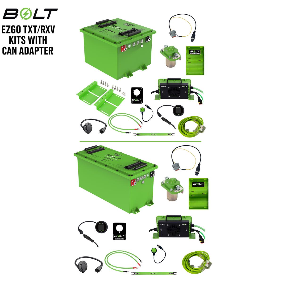 Bolt Energy EZGO TXT &amp; RXV Battery Kits with CAN Adapter