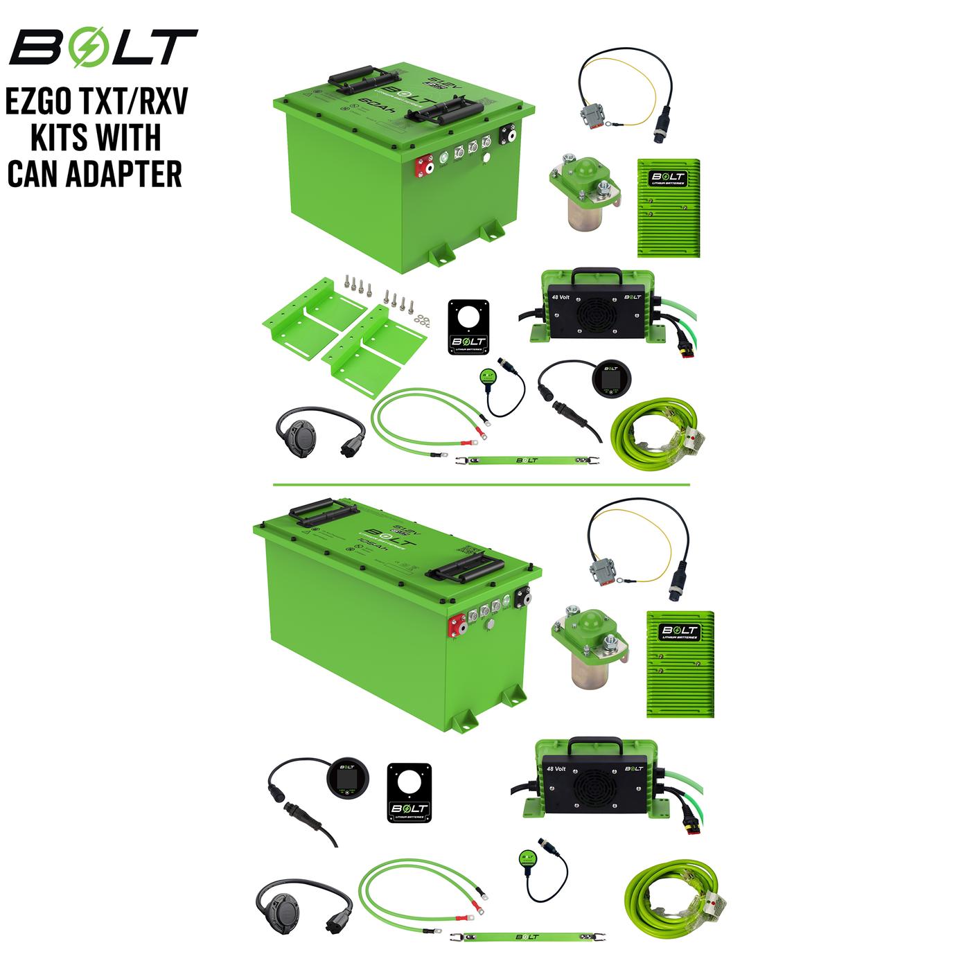Bolt Energy EZGO TXT &amp; RXV Battery Kits with CAN Adapter