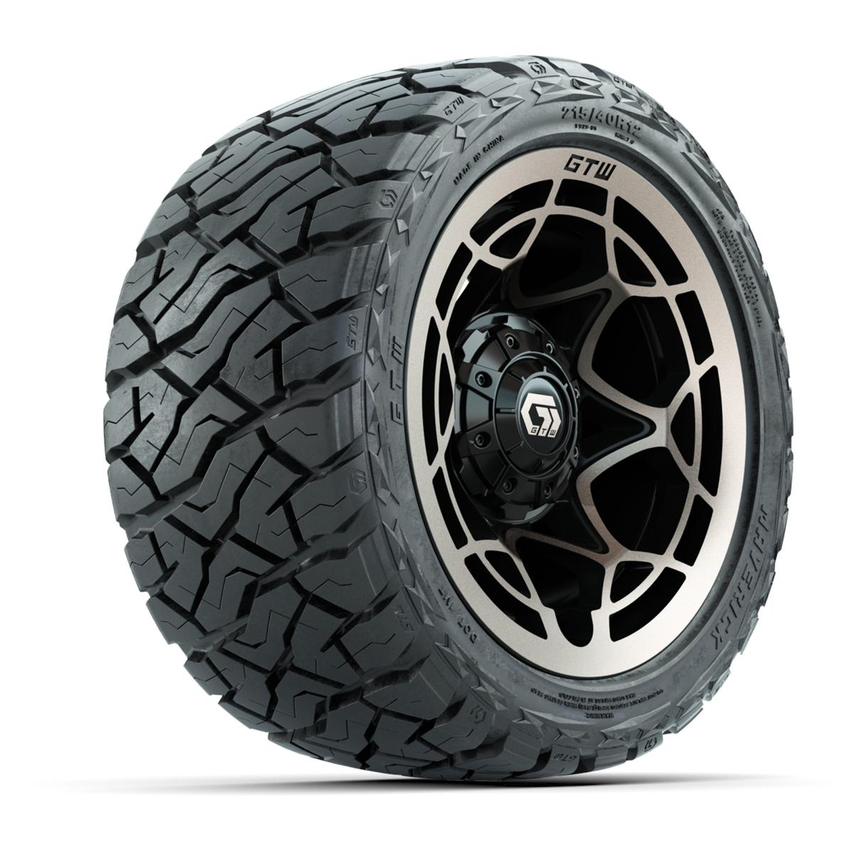 GTW Nexus Gloss Black/Bronze 12 in Wheels with 215/40-R12 Maverick Low-Profile All-Terrain Tires – Full Set