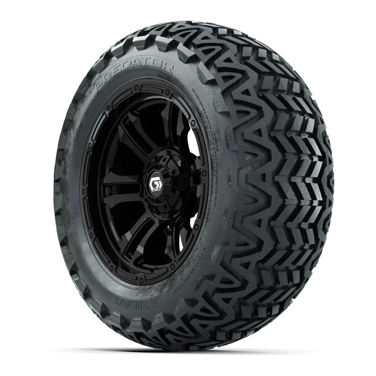 GTW® Shogun Gloss Black 14 in Wheels with 23x10-14 Predator All-Terrain Tires – Full Set