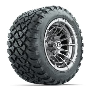 GTW&reg; Boost Chrome 12 in Wheels with 22X11-R12 Nomad Steel Belt Radial All-Terrain Tires – Full Set