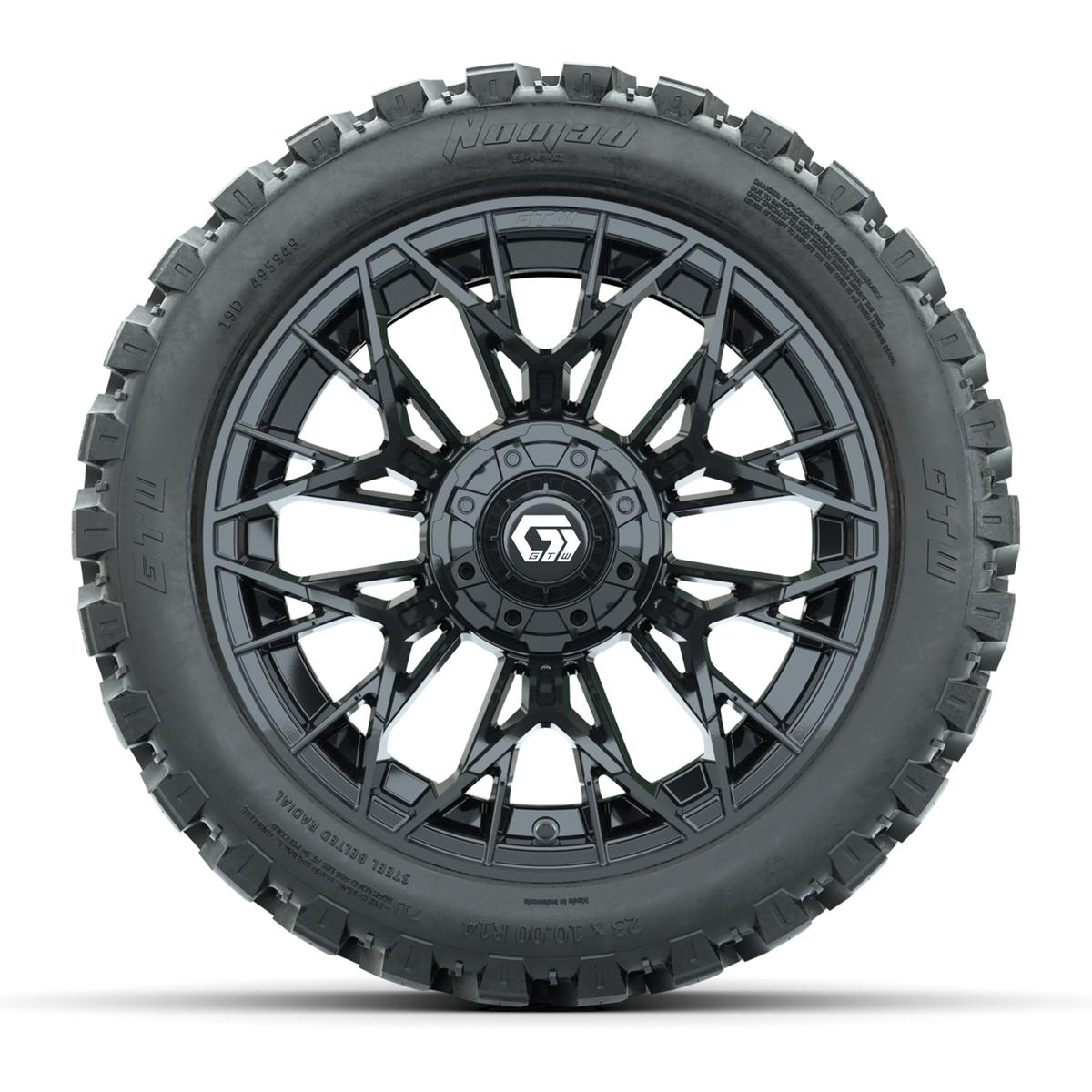 Set of (4) 14 in GTW® Stellar Black Wheels with 23x10-R14 Nomad All-Terrain Tires