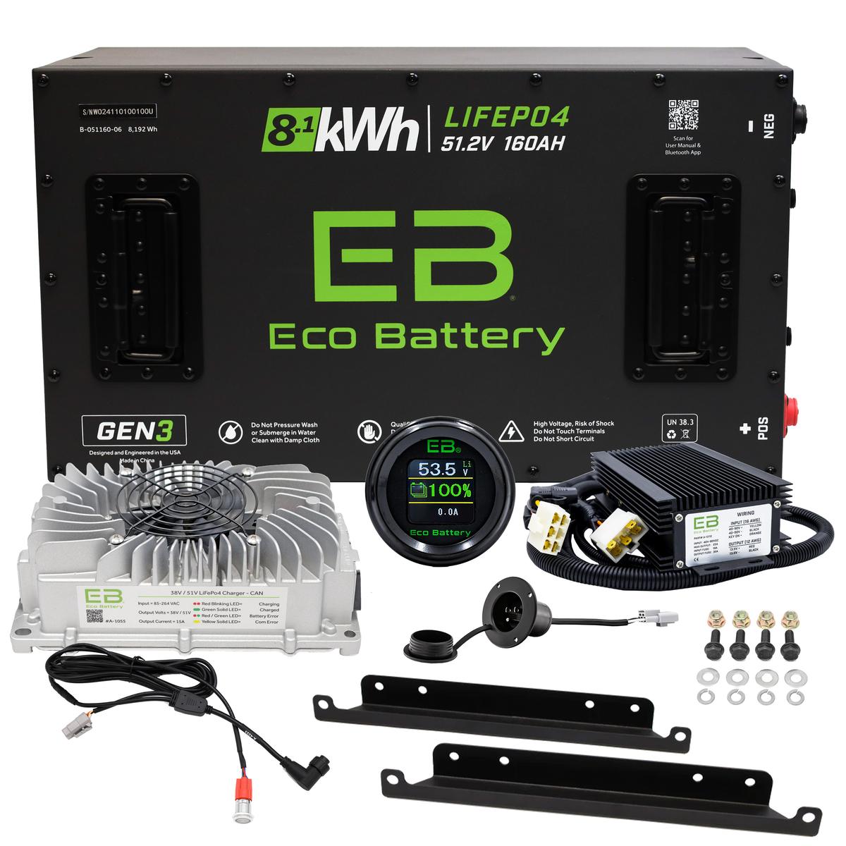 Club Car DS H Frame Eco Lithium 51v 160Ah GEN3 Battery Bundle