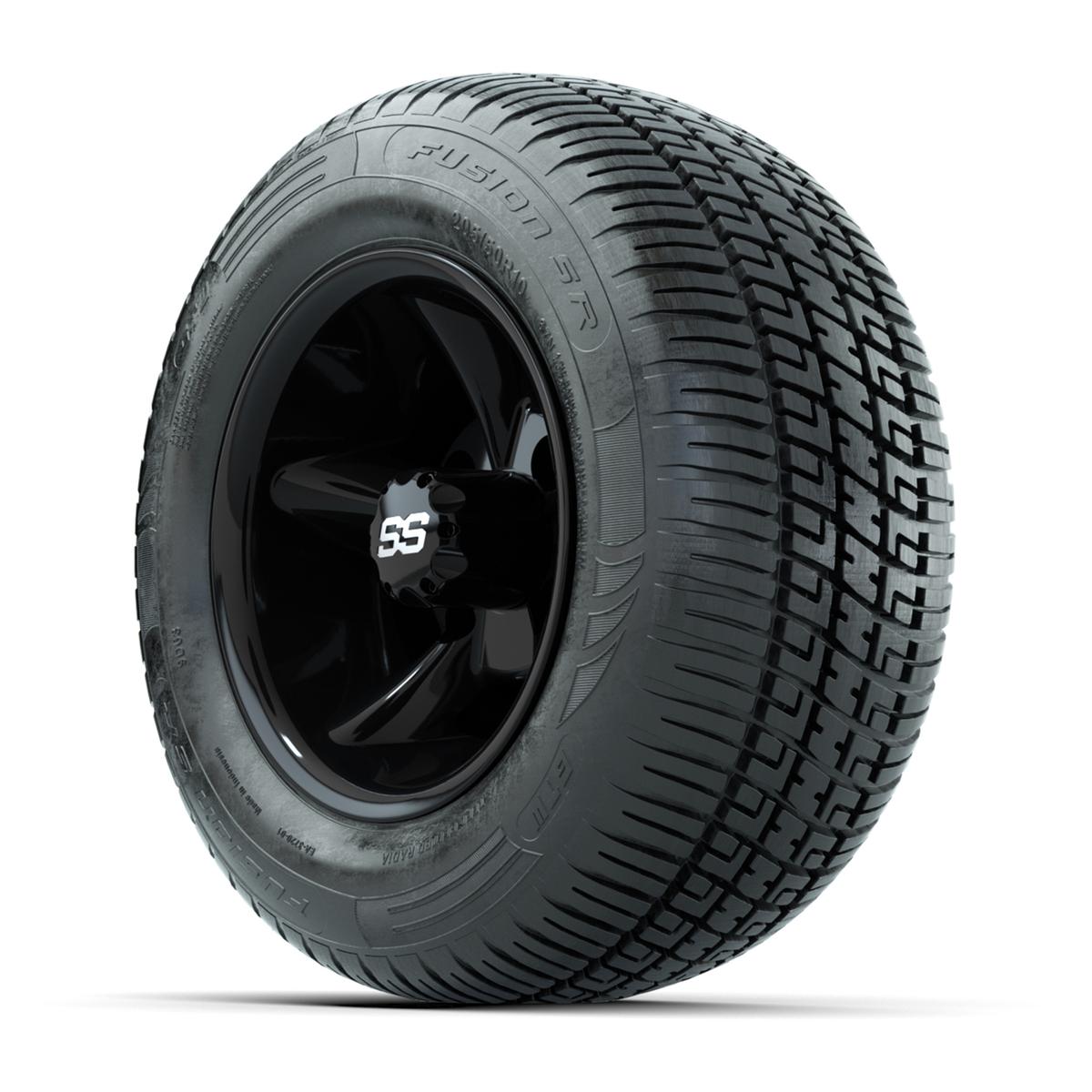 GTW Godfather Black 10 in Wheels with 205/50-R10 Fusion S/R Radial Steel Belt Street Tires – Full Set