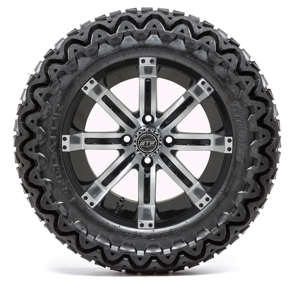 GTW Tempest Black and Machined Wheels with 23in Predator A-T Tires - 14 Inch