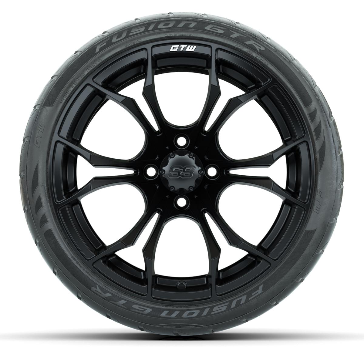 GTW Spyder Matte Black 15 in Wheels with 215/40-R15 Fusion GTR Street Tires – Full Set