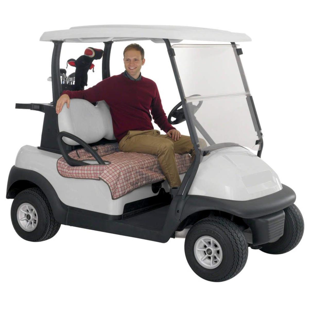 Classic Accessories Tan and Red Plaid Portable Seat Blanket