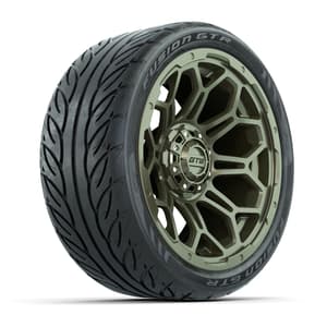 GTW&reg; Bravo Matte Recon Green 14 in Wheels with 205/40-R14 Fusion GTR Steel Belt Radial Street Tires – Full Set