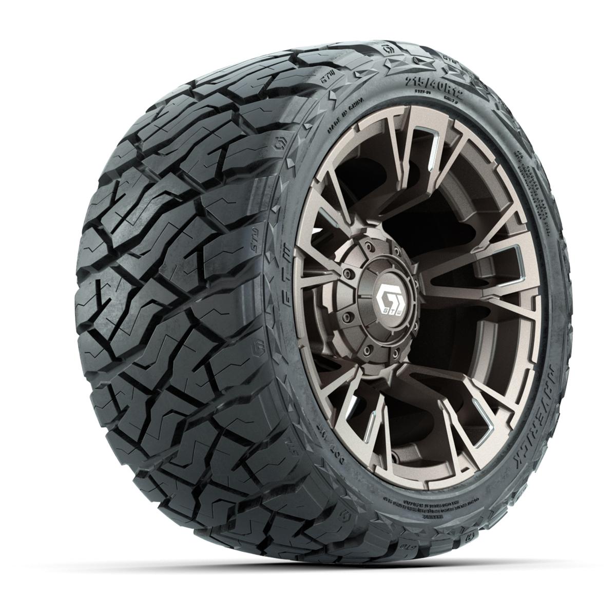 GTW Vandal Satin Bronze/Machined 12 in Wheels with 215/40-R12 Maverick Low-Profile All-Terrain Tires – Full Set