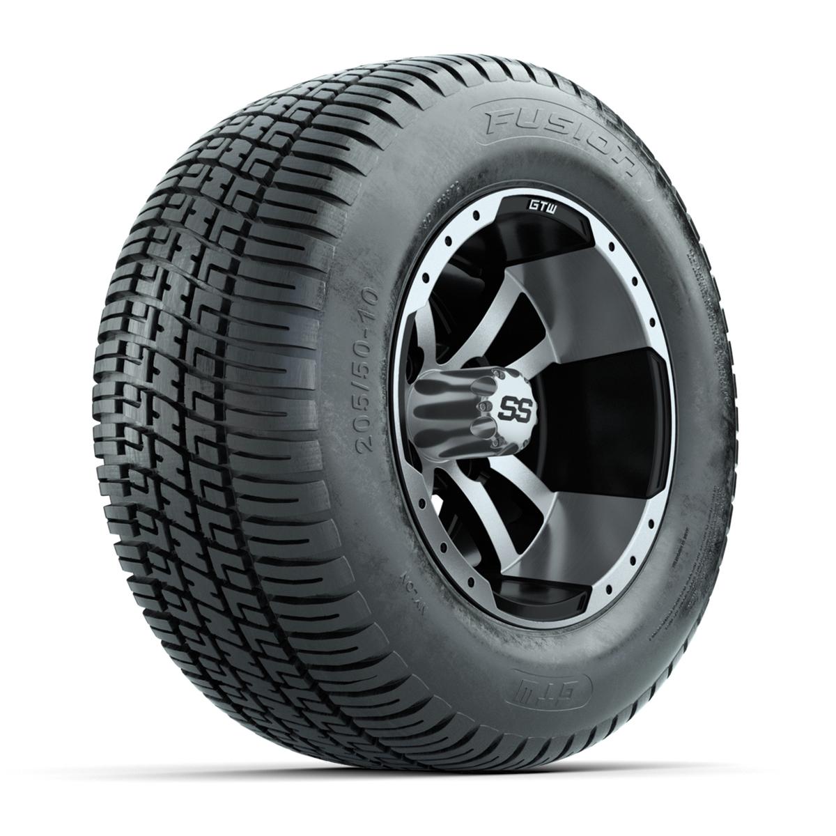 GTW Storm Trooper Black and Machined 10 in Wheels 18in Fusion Street Tires – Set of 4