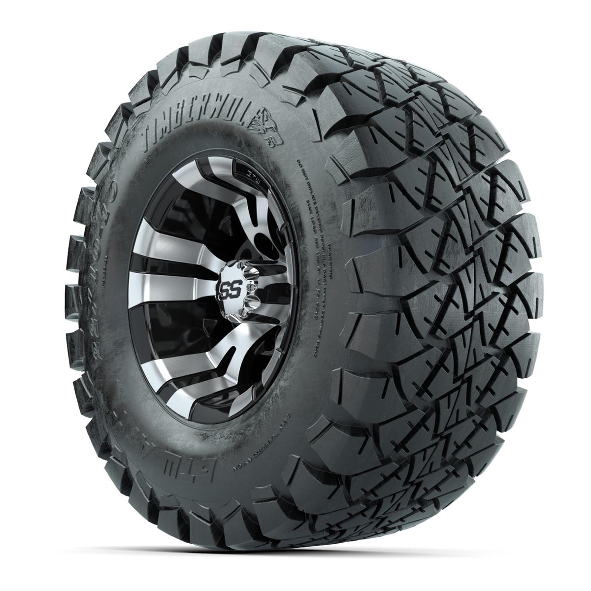 GTW Vampire Black and Machined Wheels with 22in Timberwolf Mud Tires - 10 Inch