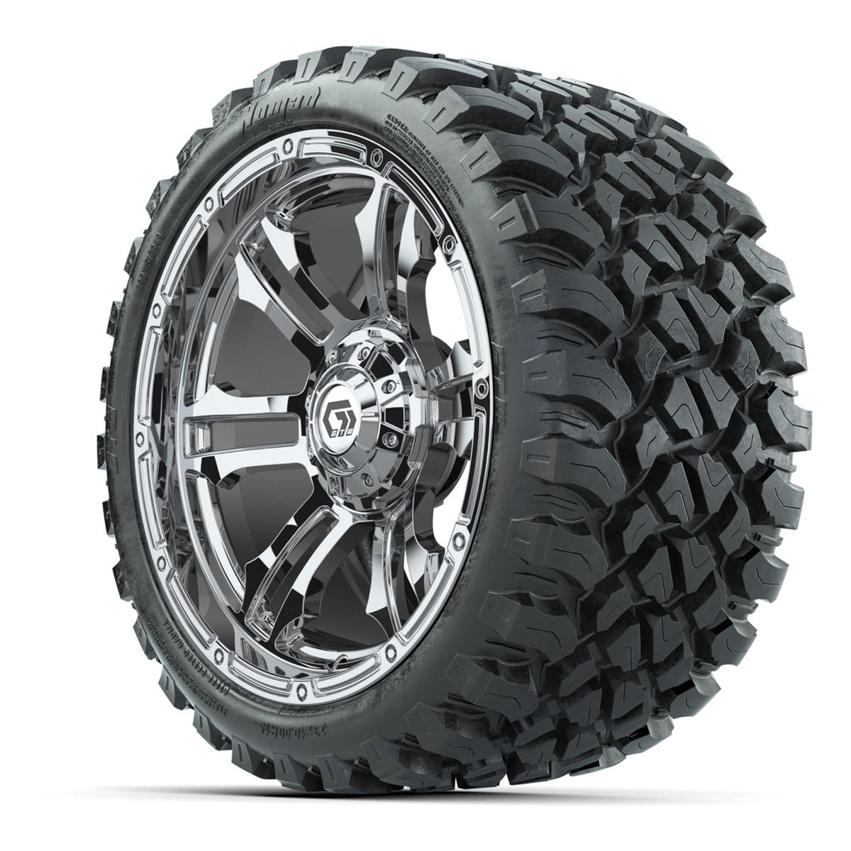 GTW® Shogun Chrome 15 in Wheels with 23x10-R15 Nomad Steel Belted Radial All-Terrain Tires – Full Set