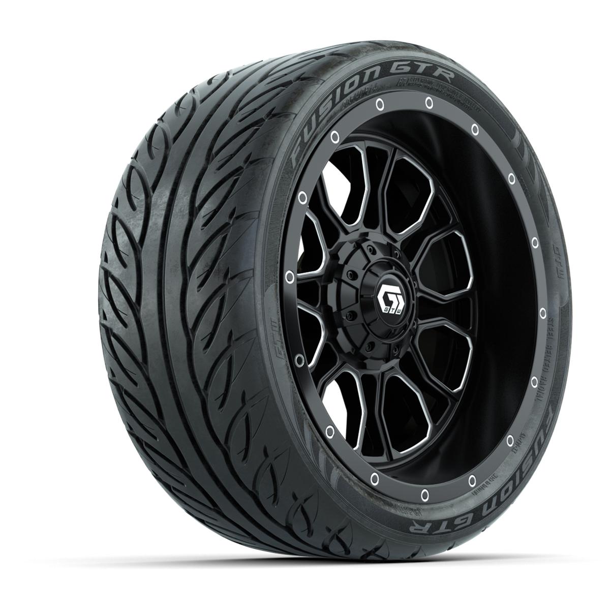 Set of (4) 14 in GTW® Volt Machined & Black Wheels with 205/40-R14 Fusion GTR Street Tires