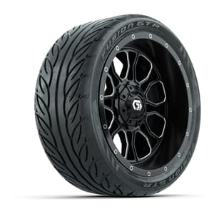 Set of (4) 14 in GTW® Volt Machined & Black Wheels with 205/40-R14 Fusion GTR Street Tires