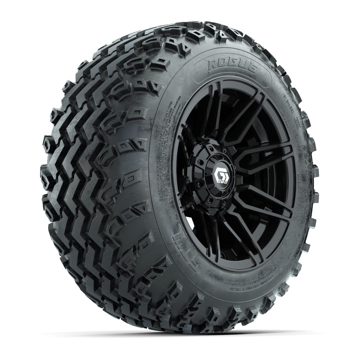 GTW® Stealth Gloss Black 12 in Wheels with 22x11.00-12 Rogue All-Terrain Tires – Full Set