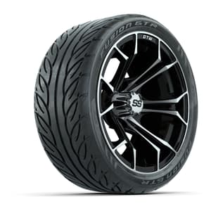 GTW Spyder Machined/Black 14 in Wheels with 205/40-14 Fusion GTR Steel Belted Tires – Full Set