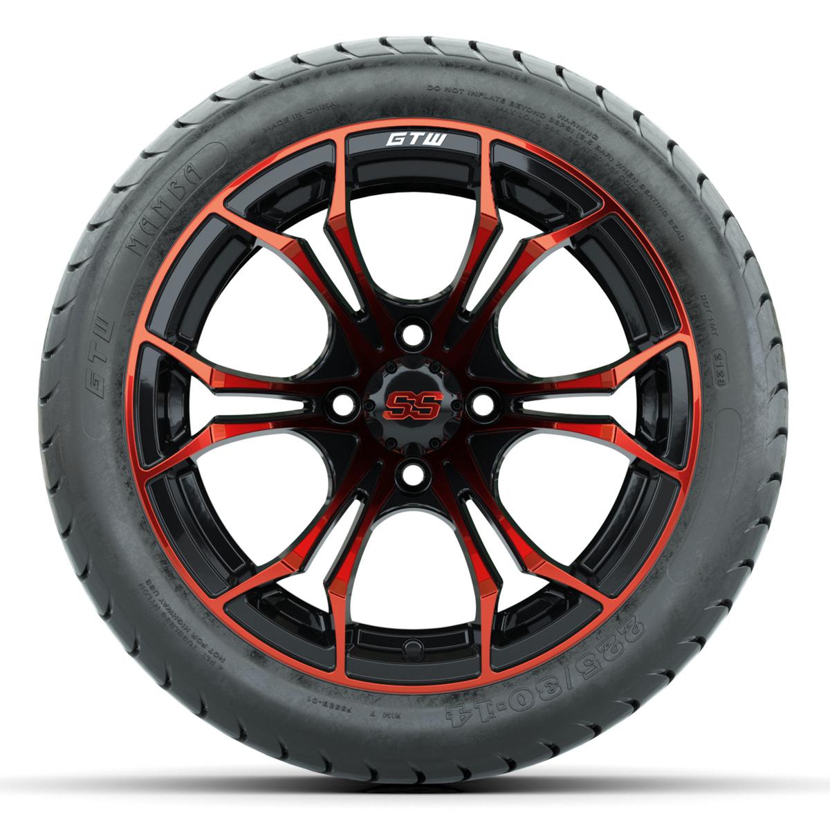 GTW Spyder Red/Black 14 in Wheels with 225/30-14 Mamba Street Tires – Full Set
