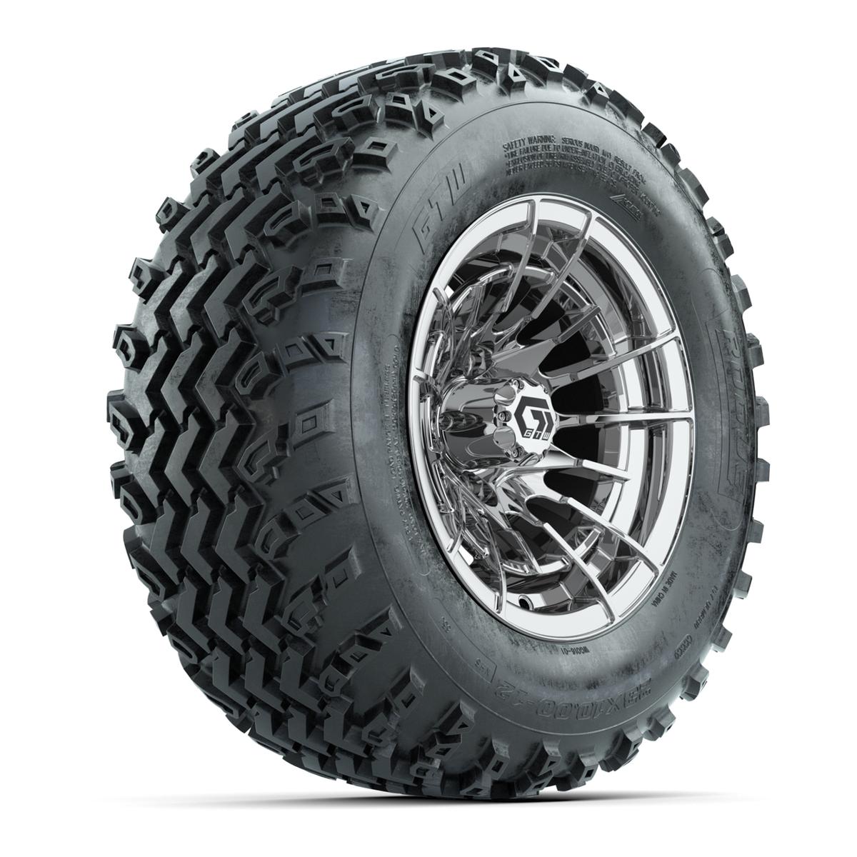 GTW&reg; Boost Chrome 12 in Wheels with 23X10.00-12 Rogue All-Terrain Tires – Full Set