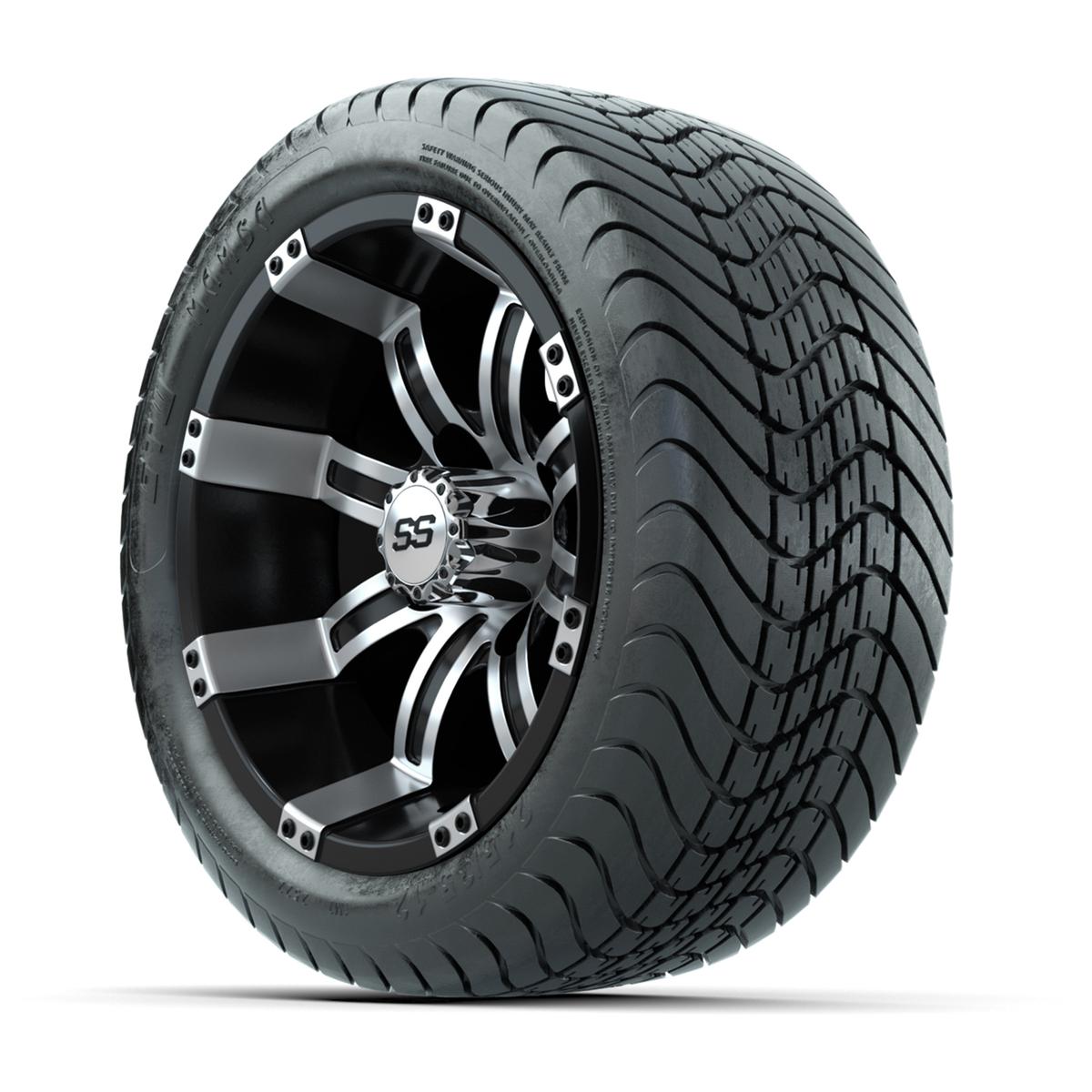 GTW Tempest Black and Machined 12 in Wheels with 18in Mamba Street Tires – Set of 4