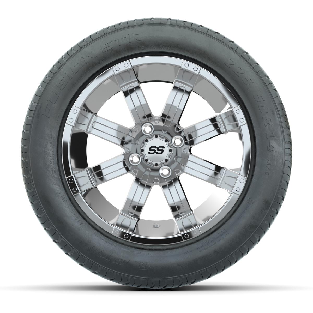 GTW&reg; Tempest Chrome 14 in Wheels with 255/50-R14 Fusion STR DOT Approved Street Tires - Full Set
