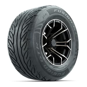 GTW&reg; Spyder Matte Black/Bronze 12 in Wheels with 255/55-R12 Fusion GTR Steel Belt Radial Street Tires – Full Set