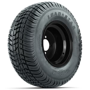 Set of (4) 10 in Black Steel Offset Wheels with 205/65-10 Kenda Load Star Street Tires