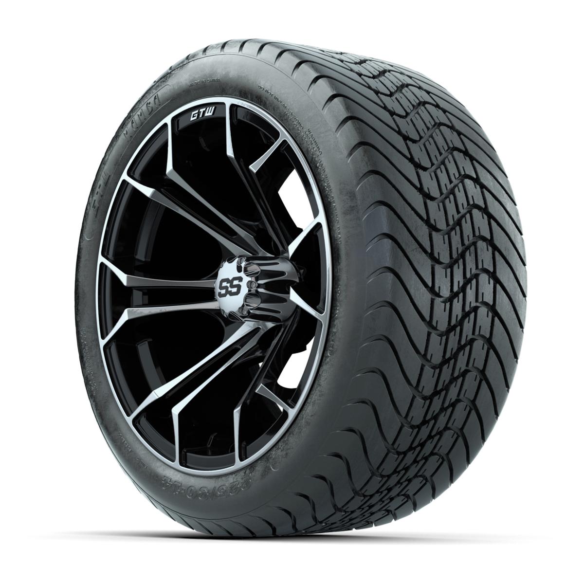 GTW Spyder Machined/Black 14 in Wheels with 225/30-14 Mamba Street Tires – Full Set