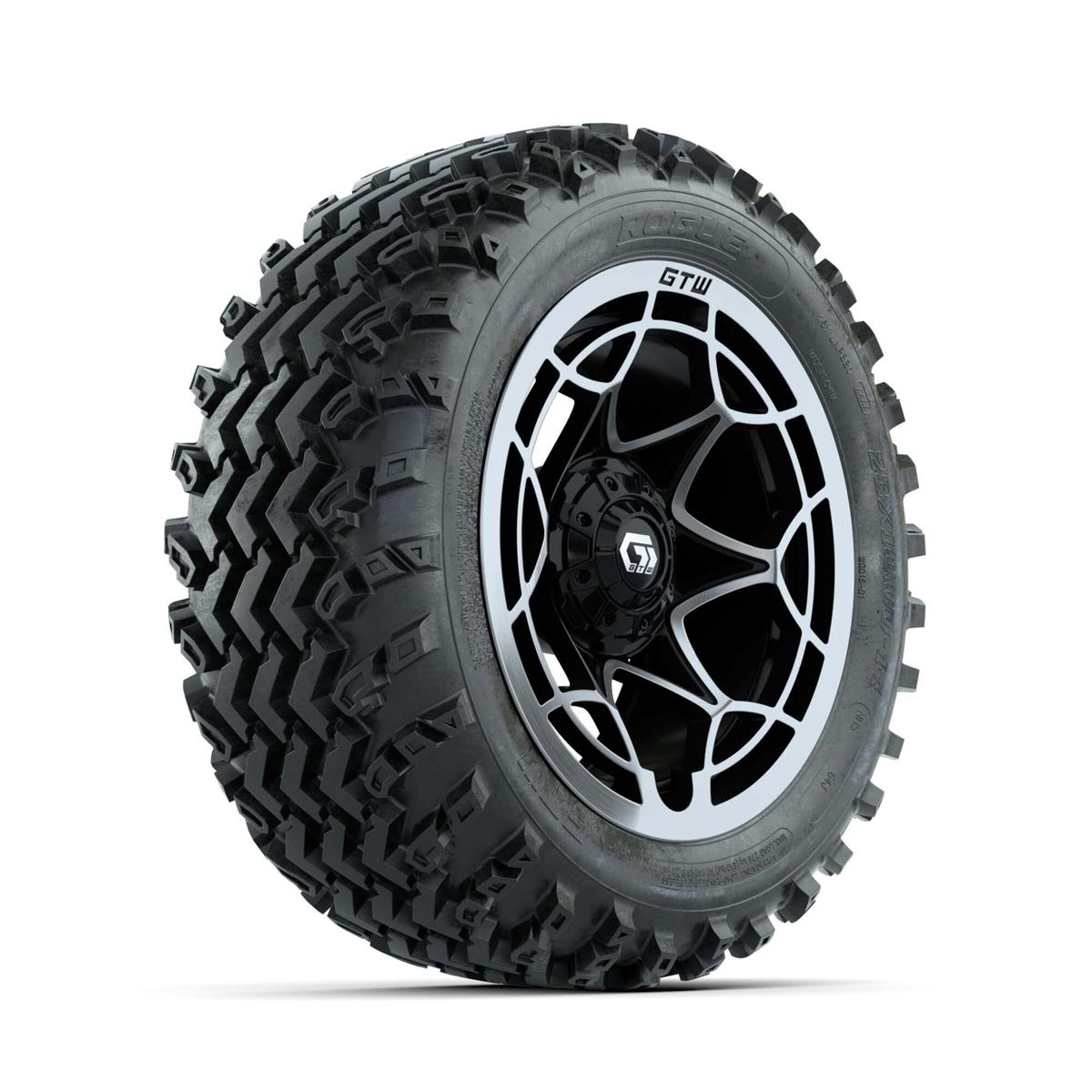 GTW&reg; Nexus Black/Silver 14 in Wheels with 23X10.00-14 Rogue All-Terrain Tires – Full Set