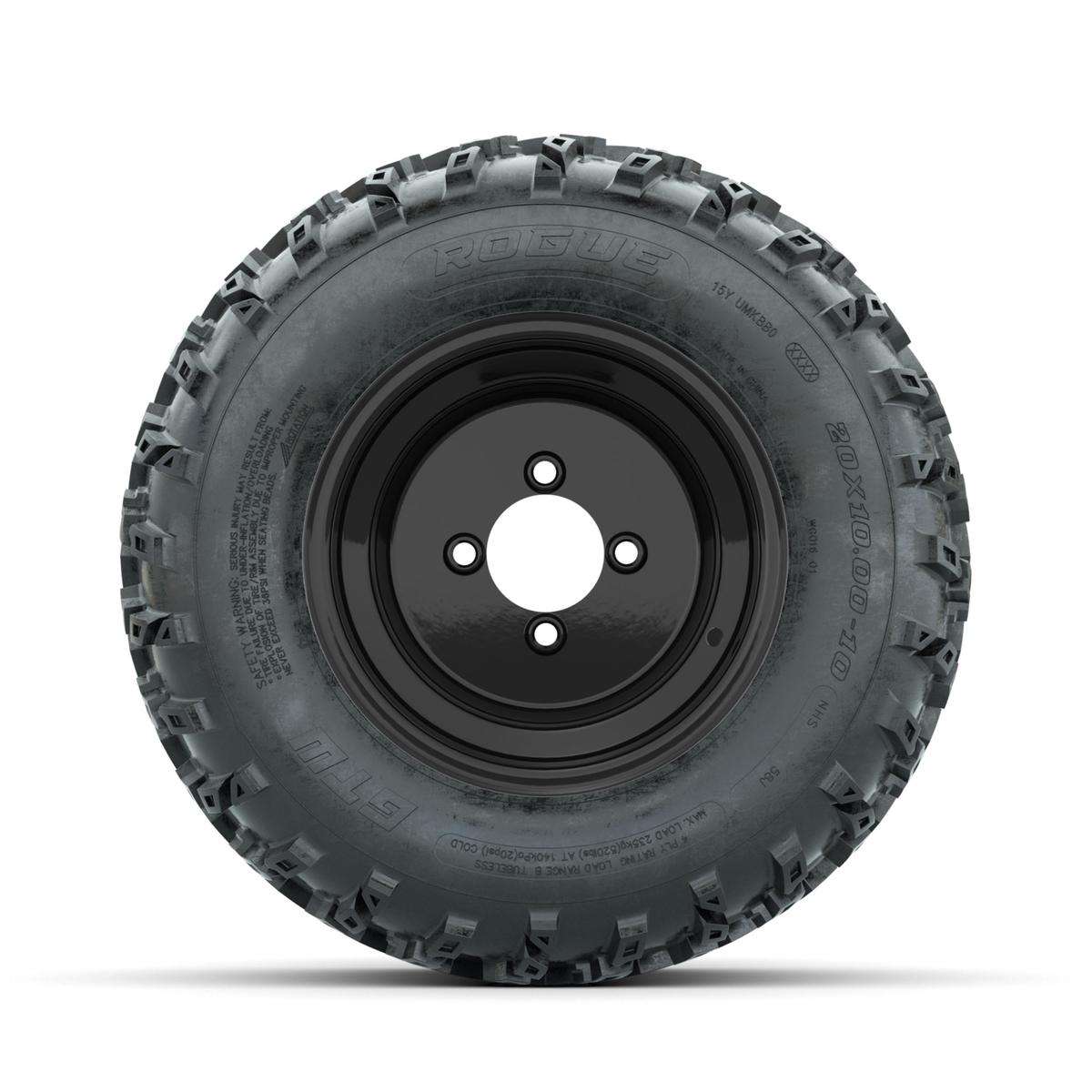 GTW Steel Black 10 in Wheels with 20x10.00-10 Rogue All Terrain Tires – Full Set